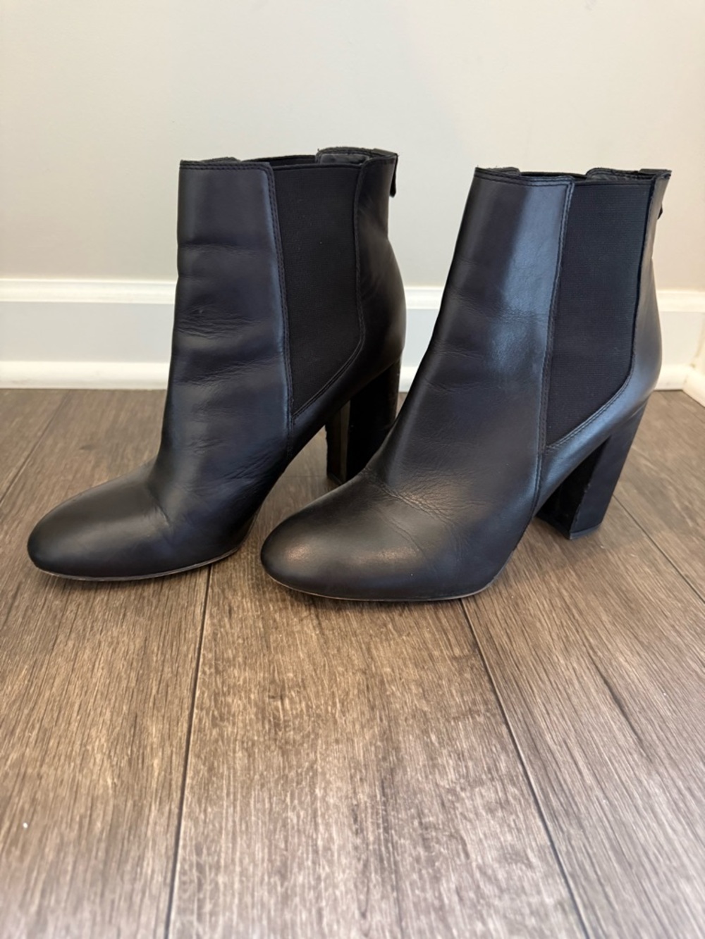 Sam Edelman Black Leather Ankle Booties with Block Heel
